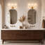 Éclairage pour meuble-lavabo traditionnel 3 lumières avec abat-jour empire en tissu-444923233