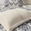 Courtepointe réversible avec coussins, bleu marine / brun clair / grand. Courtepointe à motif cachemire 100% microfibre. Revers beige. 1 2 taies décoratives, 3 coussins décoratifs. Lavable à la machine et nettoyage des taches bleu marine / brun clair