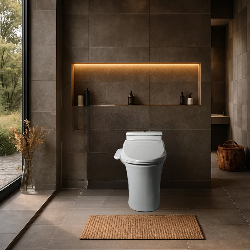 SmartBidet SB-2000WR Electric Bidet Toilet Seat with Heated Seating, Warm Air Dryer, Temperature Control Wash, and Control Panel, Round Seating