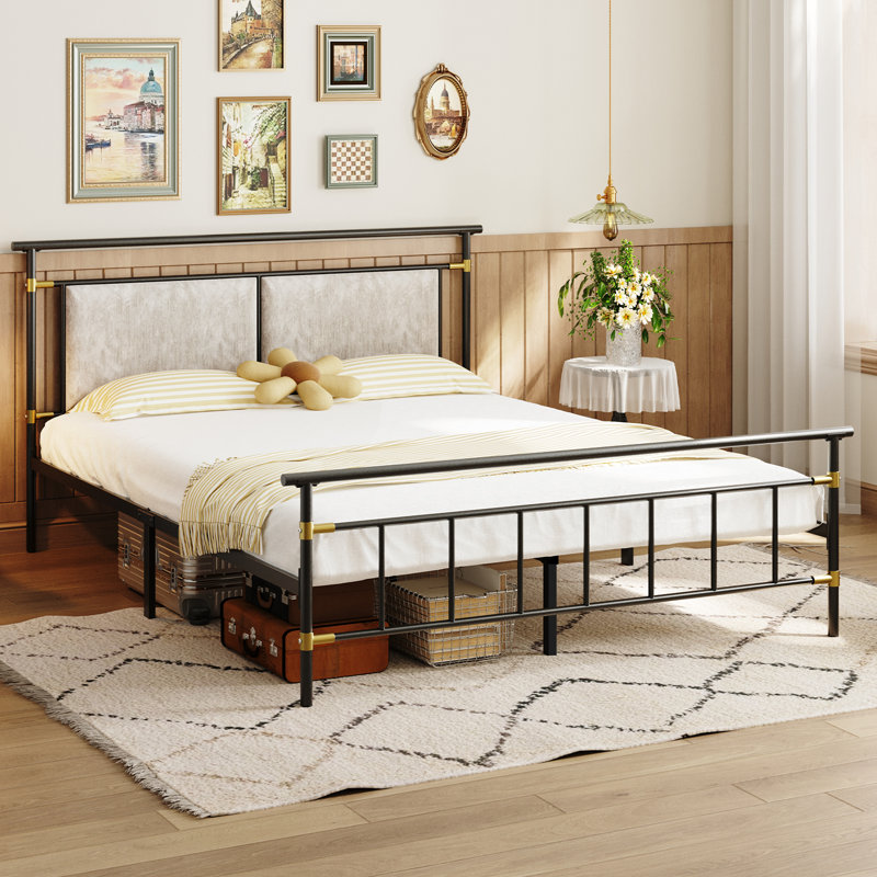 Metal 38.7" Bed Frame with Headboard, Queen