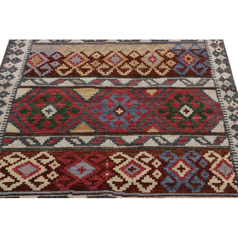 Burano Hand Knotted Wool Geometric Area Rug, Rectangle 10' x 14'