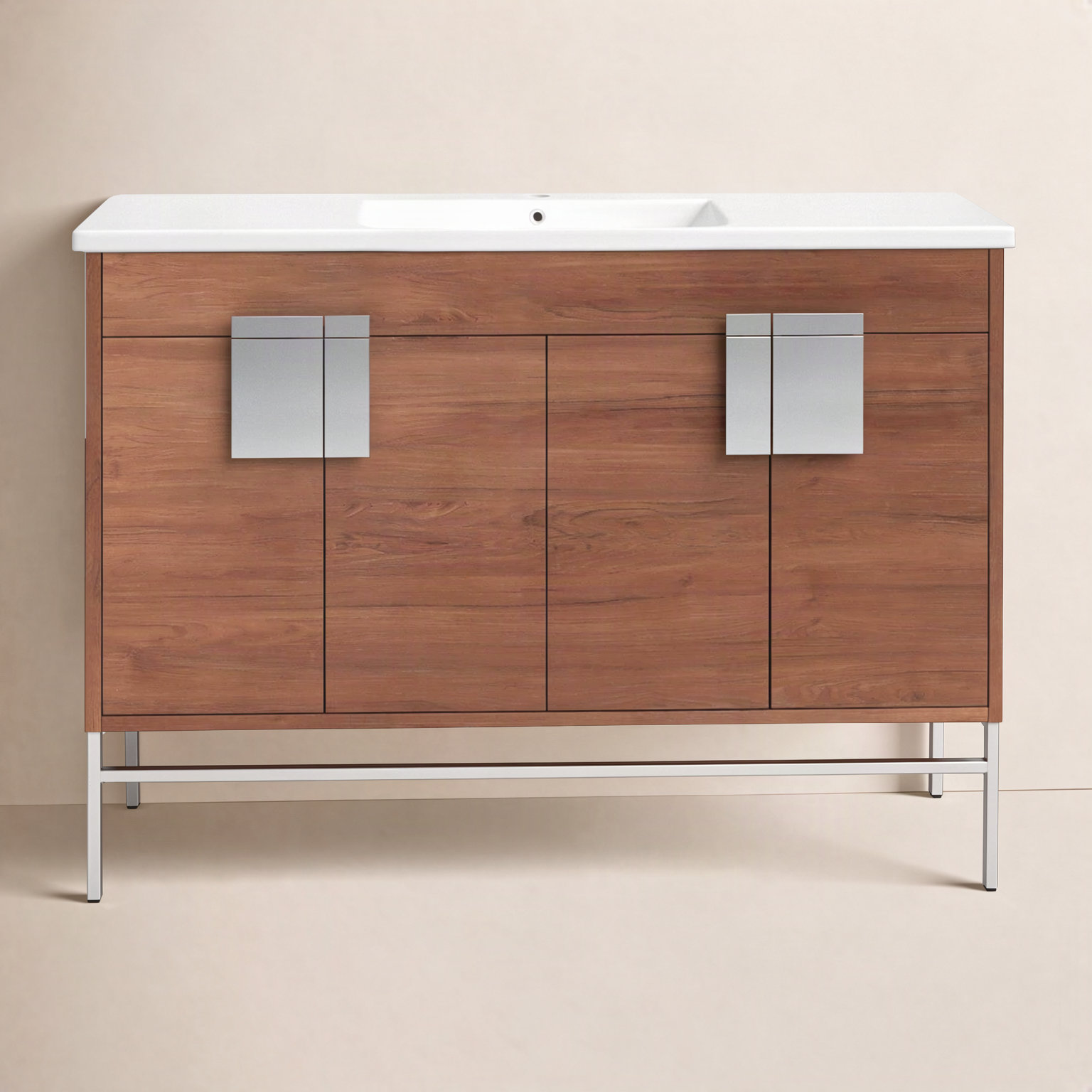 Maisie 48'' Single Bathroom Vanity, Walnut, Polish Chrome