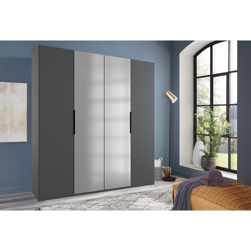 Guardino 4 Door Wardrobe, 236cm H x 200cm W x 58cm D, Graphite