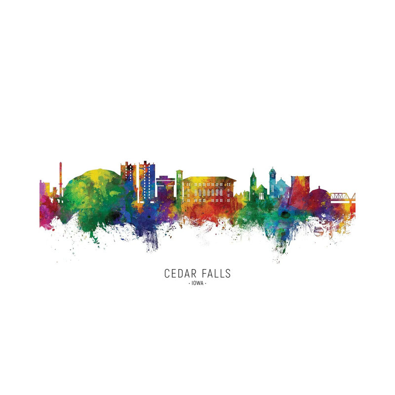 Cedar Falls Lowa Skyline City Name by Michael Tompsett - Wrapped Canvas Gallery-Wrapped Canvas Giclée