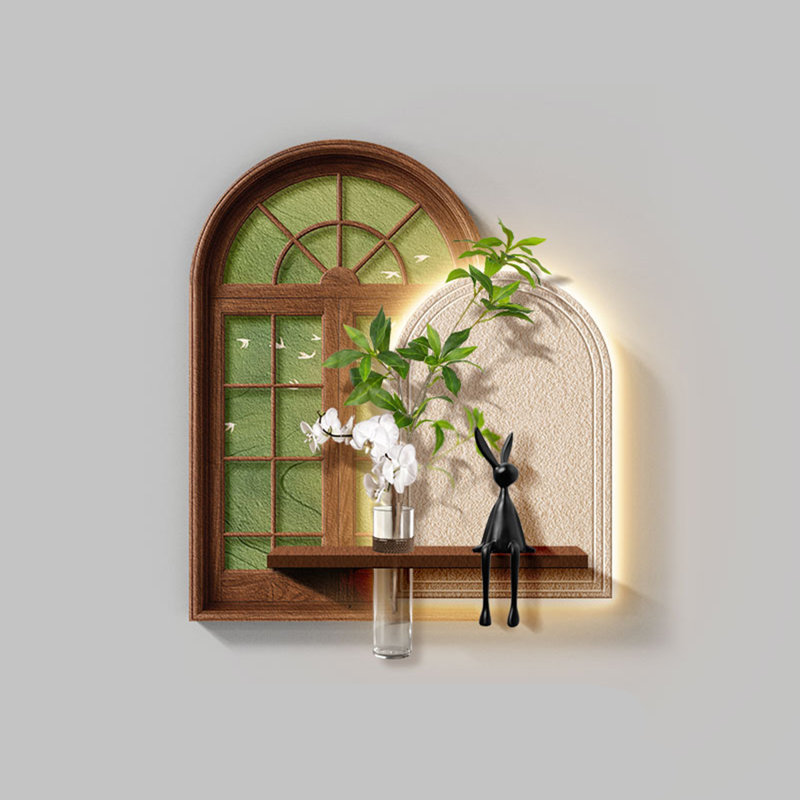 Art mural grès brun, blanc et vert, H 31,5 po x l 27,56 po