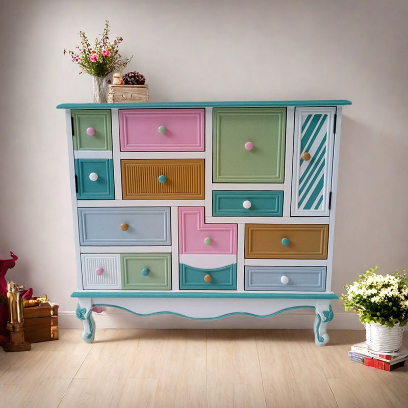 American style simple drawer accent cabinet, Blue