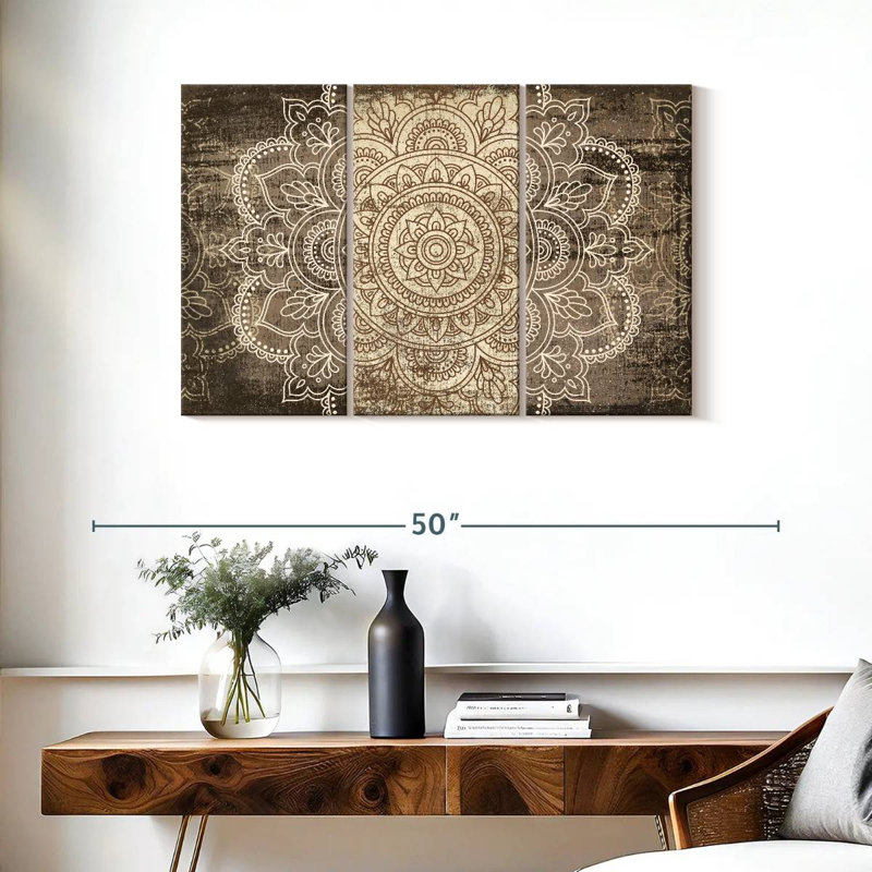 Ensemble de 3 pièces mandala sur toile, H 24 po x l 38 po x P 1,25 po