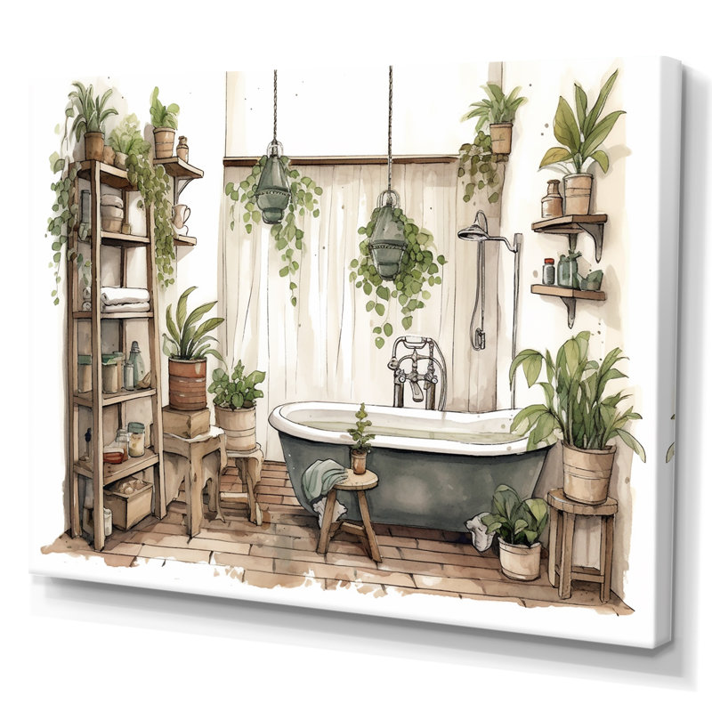 «Natural Bathroom Decor», impression sur toile, H 12 po x l 20 po x P 1 po, Toile tendue