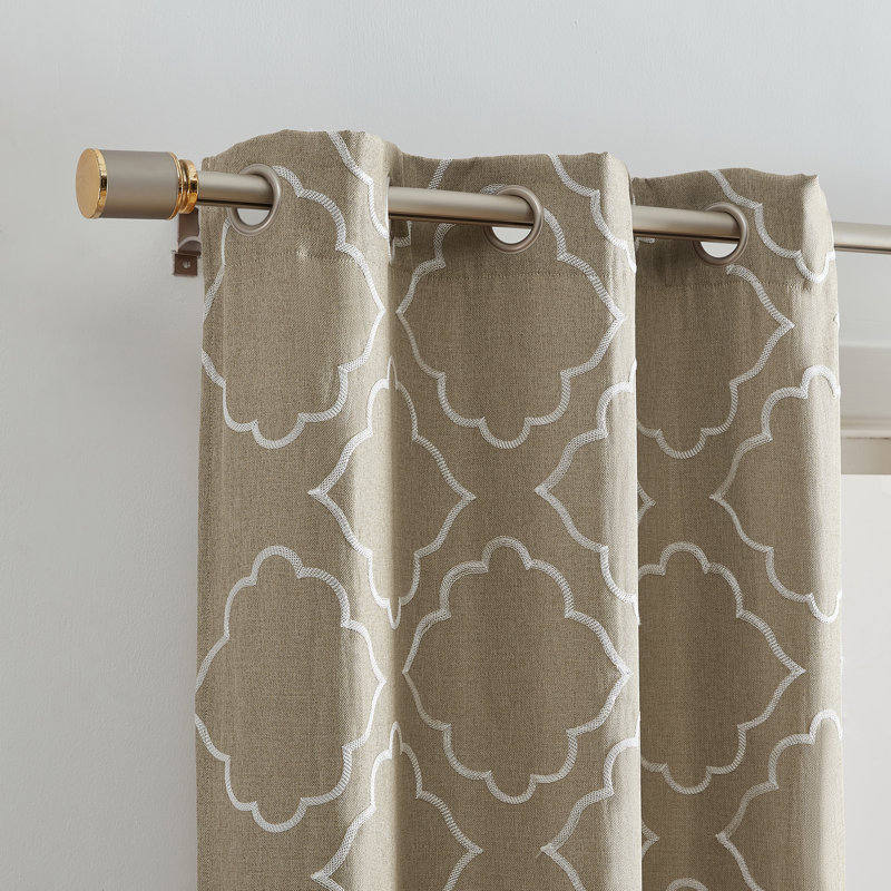 Lely Lattice Embroidered Polyester Blackout Curtain Pair, 37" W x 84" L