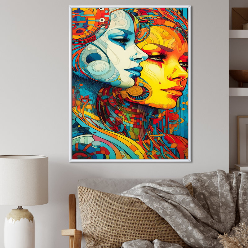 «Gorgeous Robot Couple in Love», reproduction, Cadre flottant blanc, H 20 po x l 12 po x P 1 po