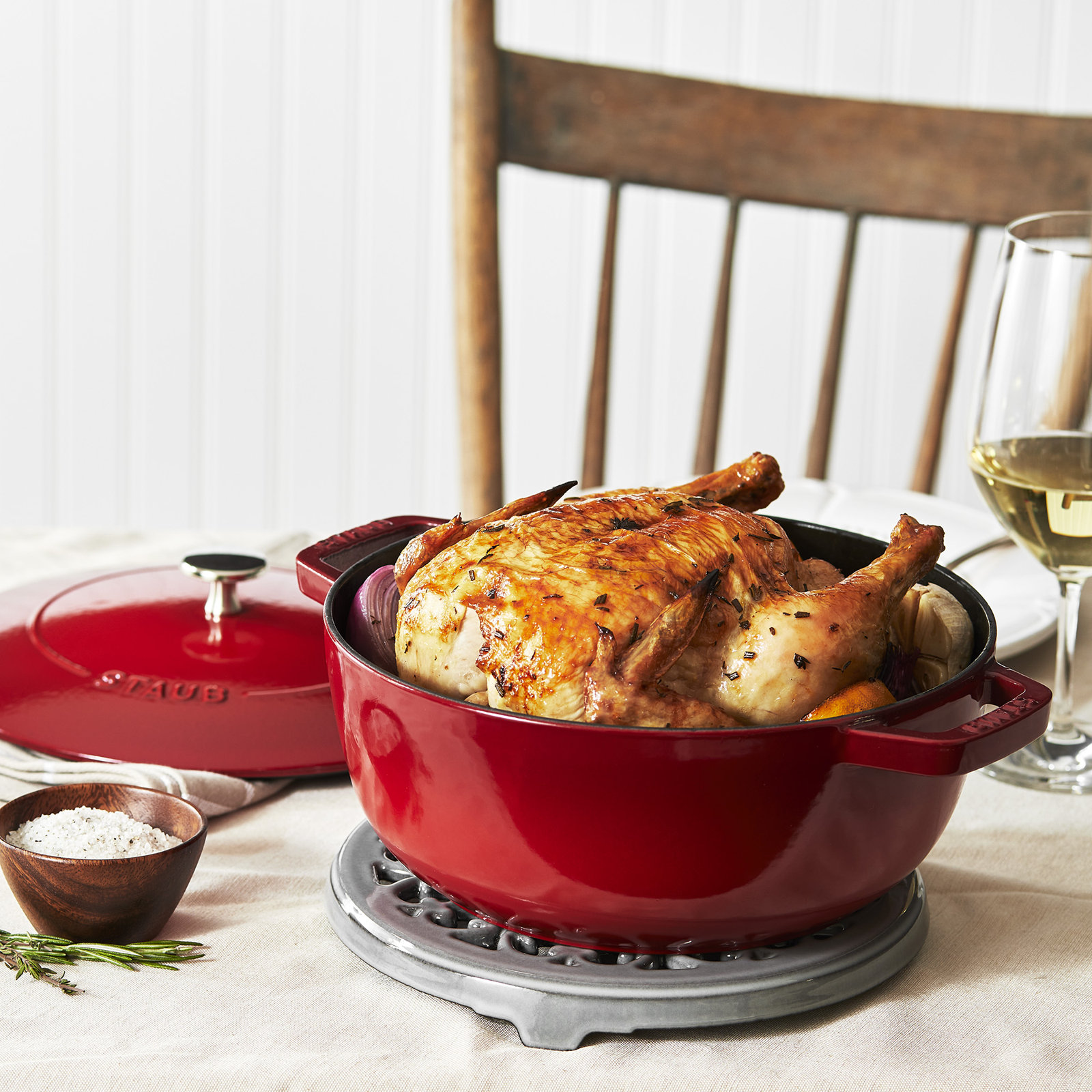Handcrafted Enameled Cast Iron Dutch Oven, Cherry