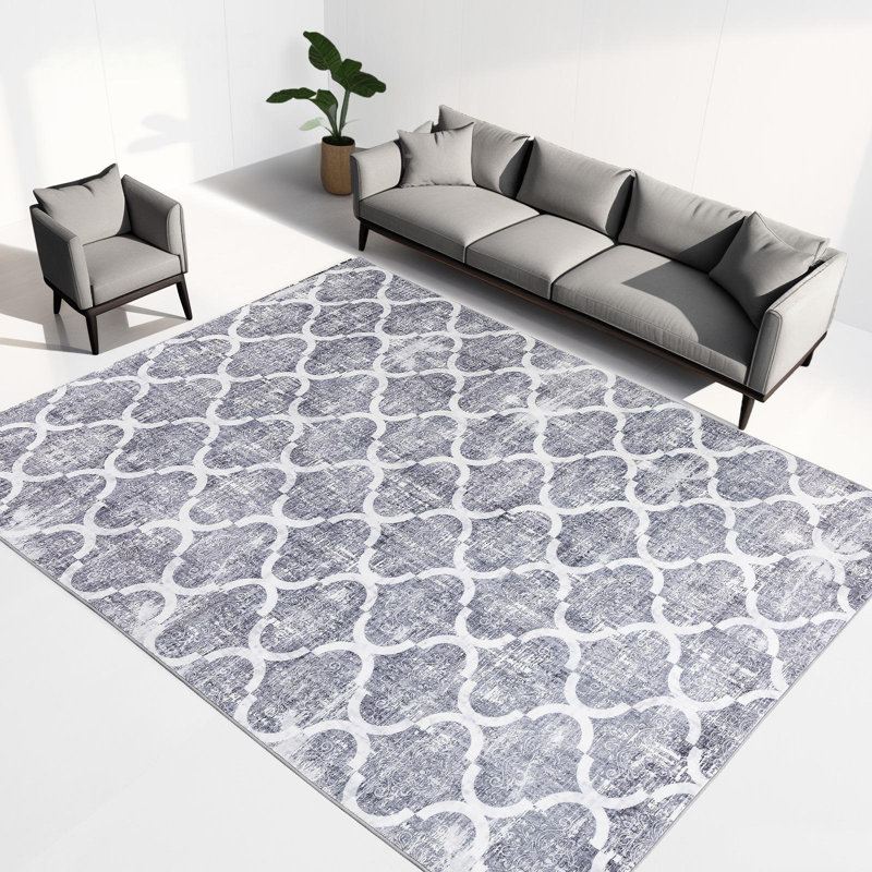 Moroccan Trellis Machine Washable Area Rug, Rectangle 5' x 8'