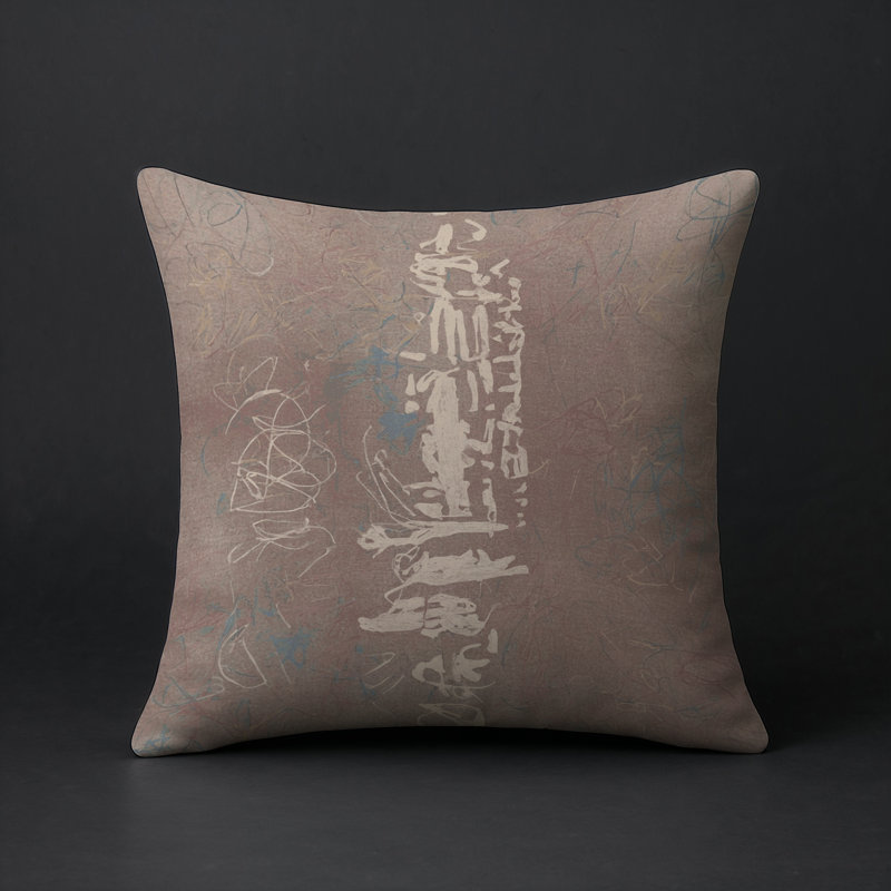 Coussin décoratif intérieur et extérieur Modern, Gris / crème abstrait, Carré 16 po