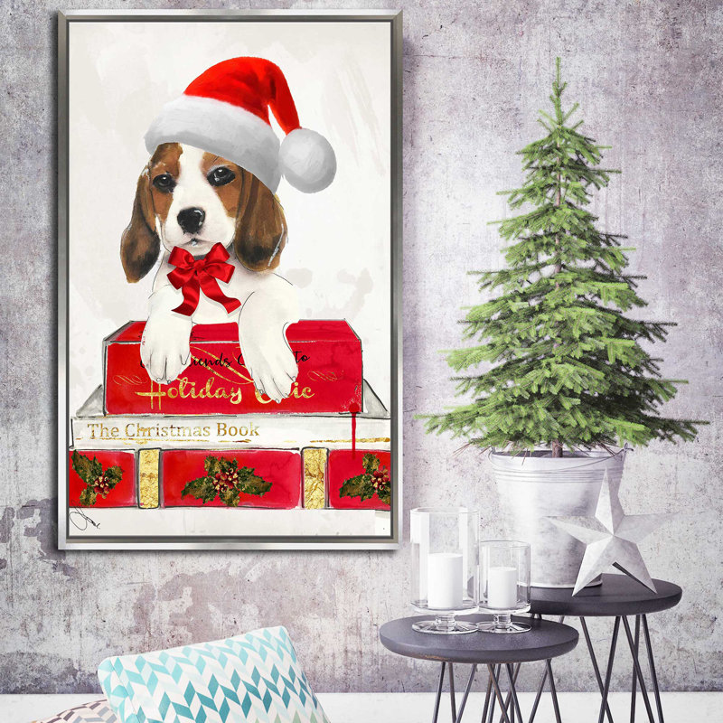 Livres de Noël (vertical) par By Jodi - impression, Cadre flottant argent, H 51,5 po x l 31,5 po x P 2 po