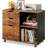3-Drawer Wood File Cabinet, Mobile Lateral Filing Cabinet, Printer Stand With Open Storage Shelves For Home Office