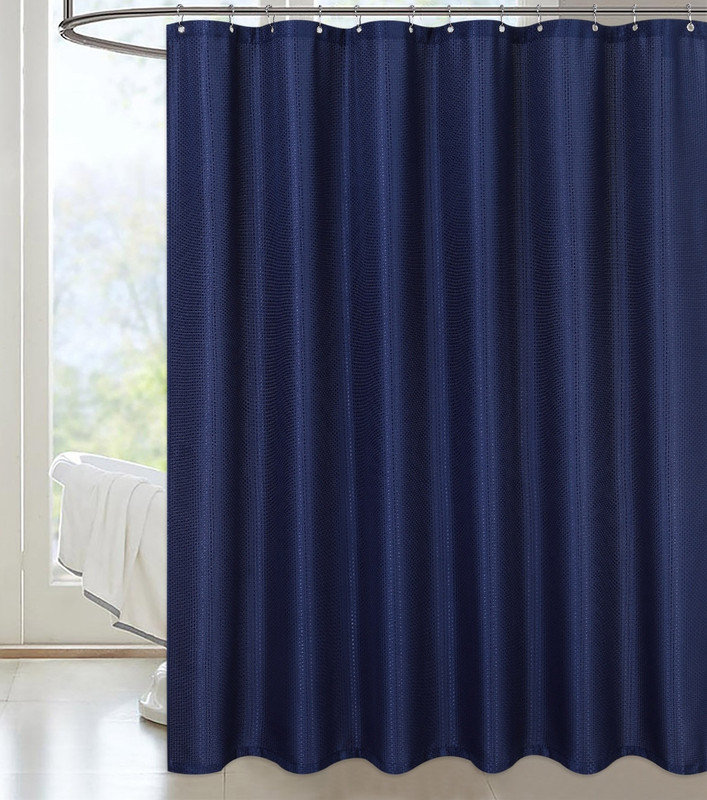 Reachel Polyester Shower Curtain, 182cm H x 213cm W, Dark Blue