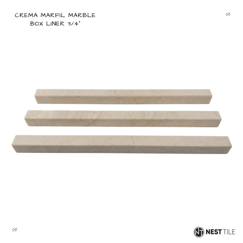 Carreau de doublure de boîte Crema Marfil 3/4 x 12 po - mat, Matte