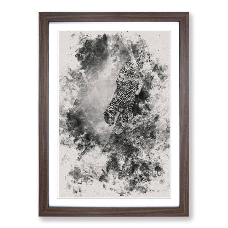 Leopard Vol.5 - Picture Frame Graphic Art, 65cm H x 48cm W x 2cm D, Walnut Framed