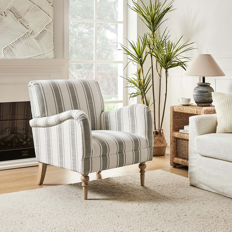 Lila 75 Cm Wide Coastal Farmhouse Armchair, Grey