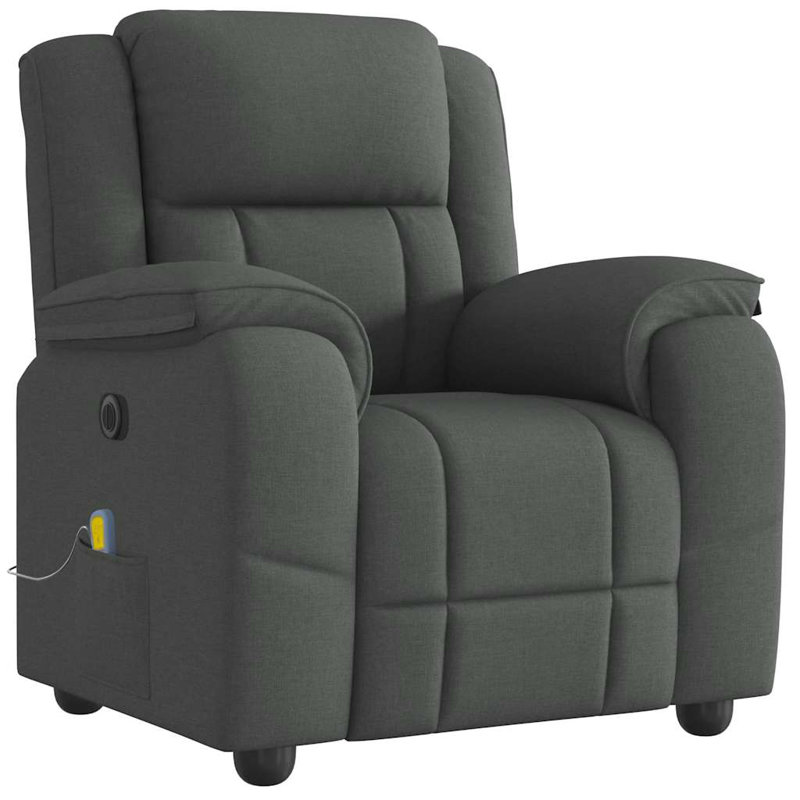  Fauteuil inclinable électrique de massage gris foncé, Gris foncé, Bouton-poussoir manuel
