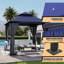 Pavillon de jardin robuste 8 pi x 8 pi avec abattants allongés - Pavillon à toit double à structure stable avec filet et drainage intégré-128935597-128935598