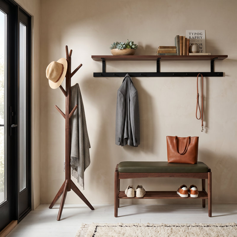 Banc à chaussures en noyer noir, 31.5", Velours côtelé vert