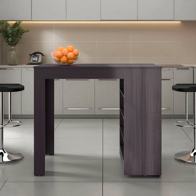Îlot de cuisine, 4 tablettes, wengé noir