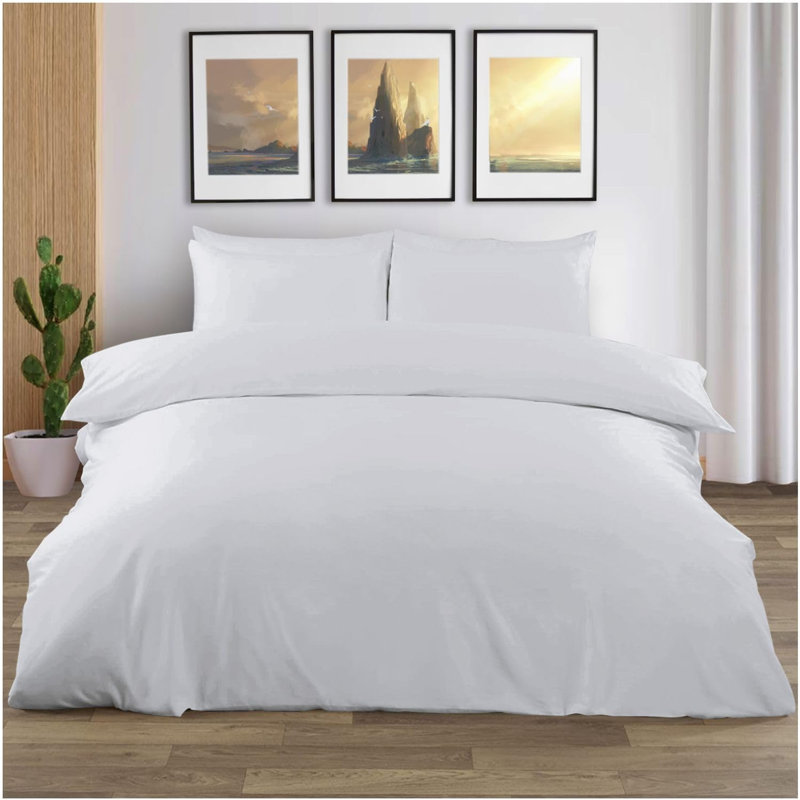 Luxury 400 Thread Count Egyptian Cotton Duvet Cover Set Soft Smooth Bedding with Pillowcases Multiple Sizes Durable Easy Care Finish
