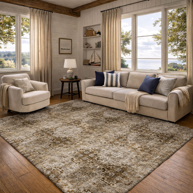 Tapis à poils longs de qualité supérieure lavable à la machine ADS557, Taupe, 8' x 10'