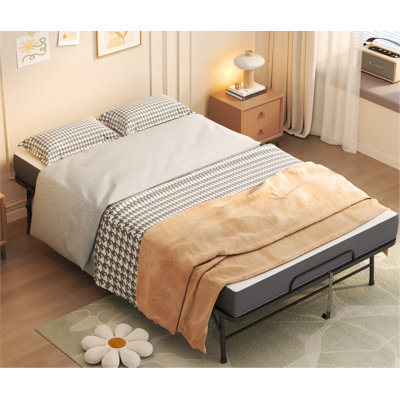 Large 75"x46" Wide Folding Bed For Tall People, Extra Long & Wide Rollaway Bed With 5" Memory Foam, Heavy-duty 450lbs Capacity Guest Bed, Spacious Portable Twin Cot