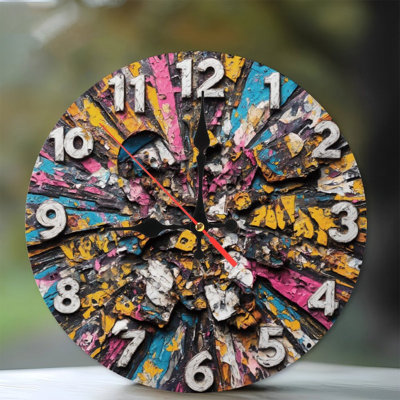 Colorful Cracked Clock Face Numbers