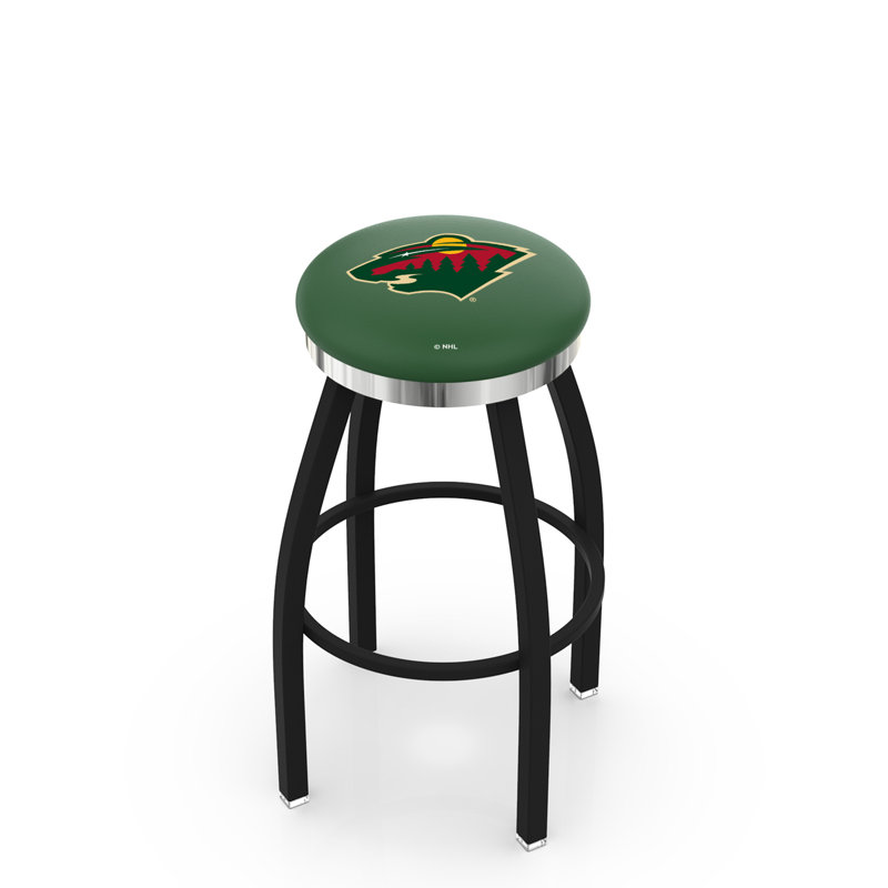 Tabouret de bar pivotant de 30 po NCAA, Chrome, Minnesota Wild