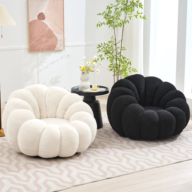 Chaise pivotante rembourrée Cheridyn (ensemble de 2), Noir / blanc