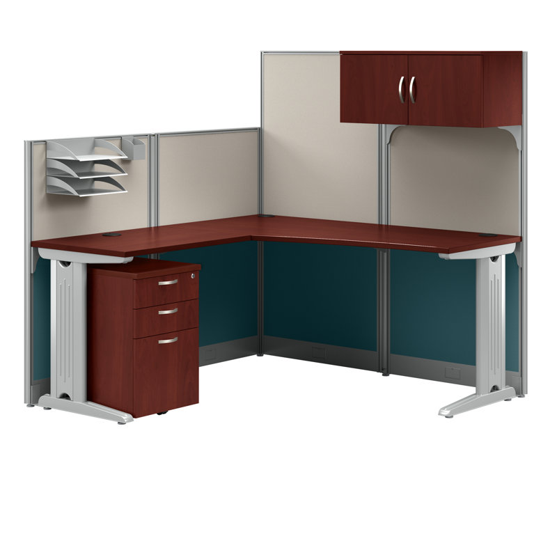 Bureau en poste de travail en L, Cerisier hansen