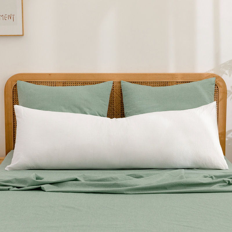 Housse de coussin 100% coton délavé Bestouch, Blanc brillant, De corps (20 po x 54 po)