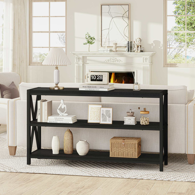 Guinna 55.12" Console Table, Black Oak