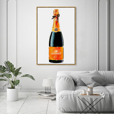 Parisian Luxe Champagne"", Glam Paris Bubbles Modern Orange Canvas Wall Art Print For Dining Room -  Oliver Gal, 24257_36x54_CANV_PSGLD