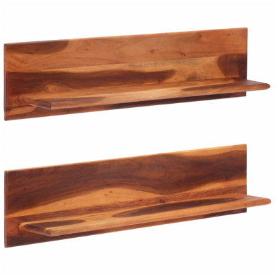 Scullin 2 Piece Acacia Solid Wood Floating Shelf