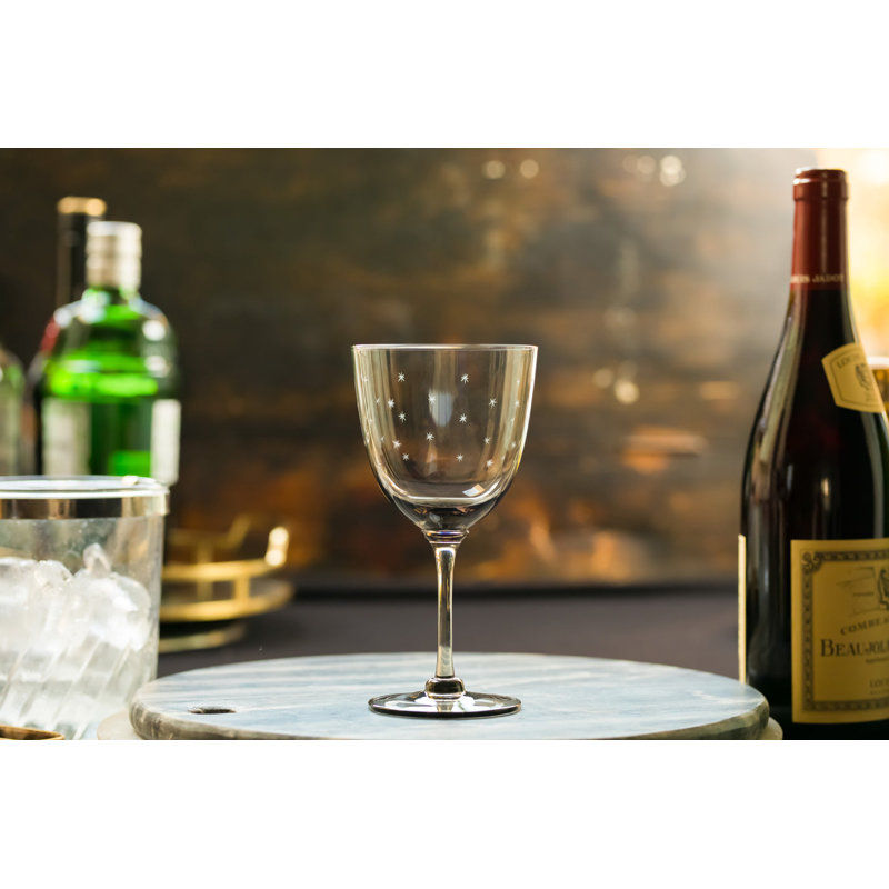 Handmade Crystal Wine Glass, Clear/Black