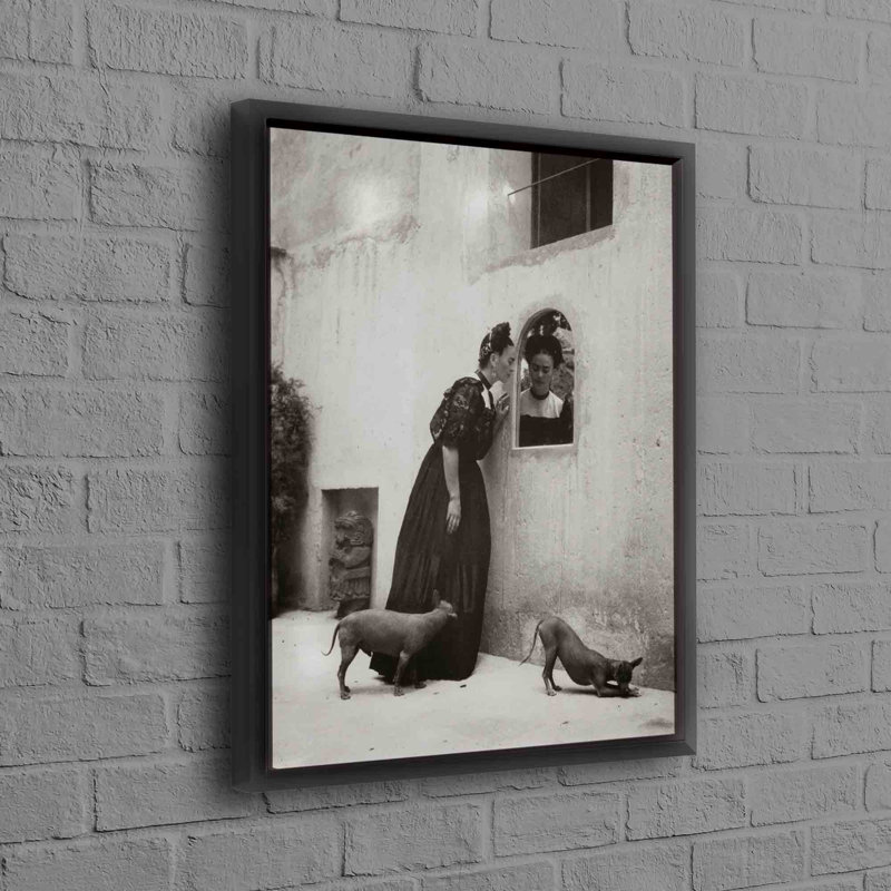 Art mural en toile de coton artistique avec Frida Kahlo avec un design de chien pour une décoration intérieure élégante