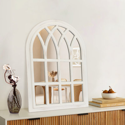 Miroir arqué en bois massif vieilli