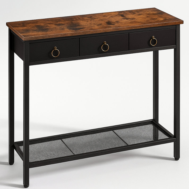 Cavedon 100Cm Console Table With Fabric Drawers Industrial Hallway