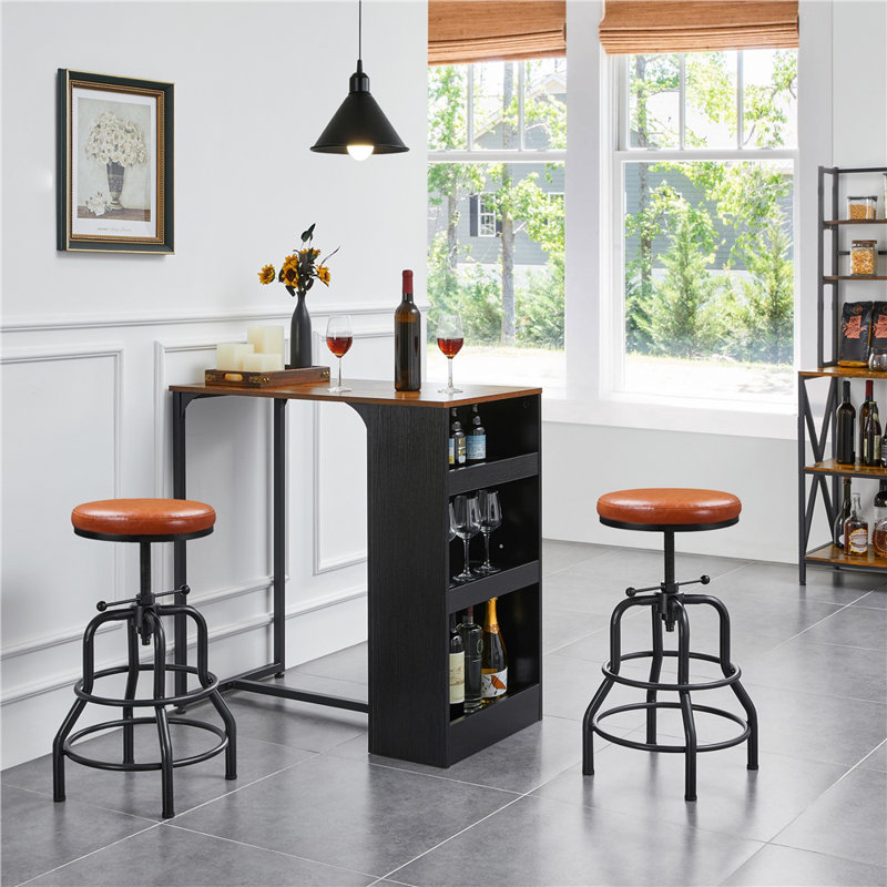 Upholstered Counter Stool with Metal Frame, Light Brown
