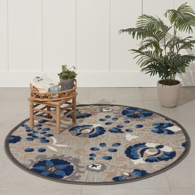 Tapis intérieur / extérieur bleu / gris Ciann