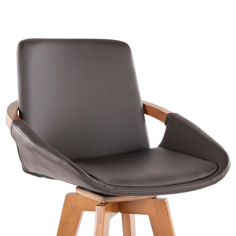 Tabouret de bar moderne Mid-Century avec pivotement à 360 degrés et similicuir confortable