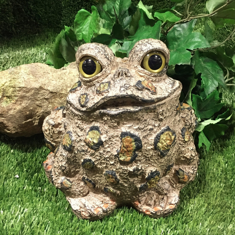 Handcrafted Green Resin Toad Hollow Garden Statue