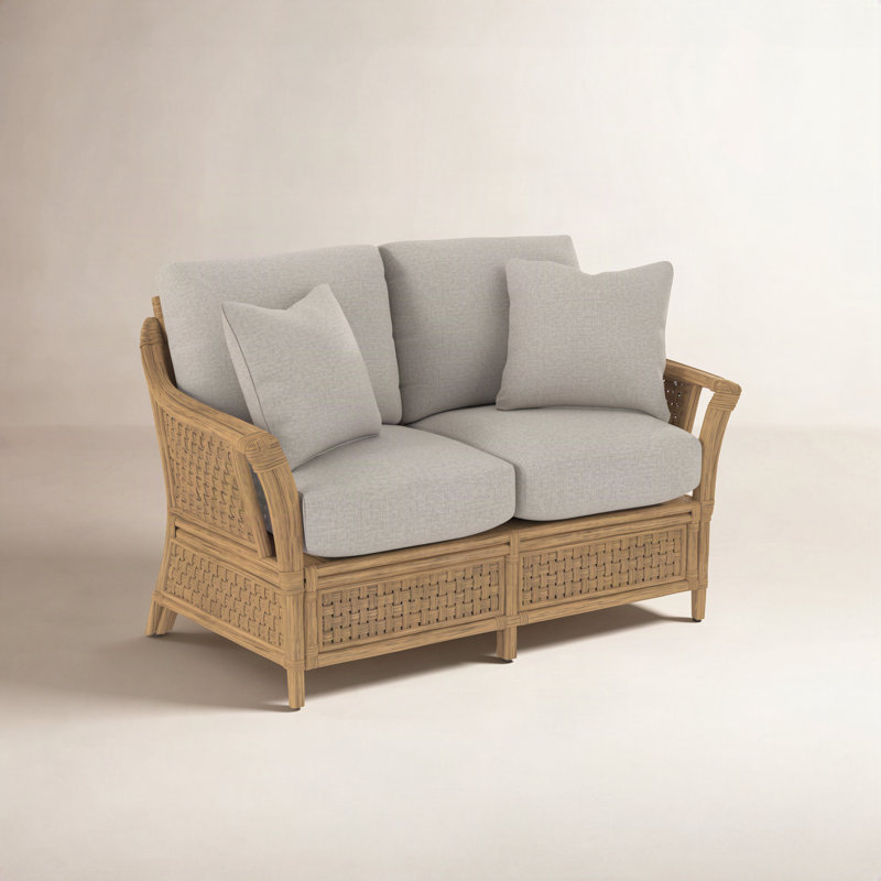 Boca 55'' Upholstered Loveseat, White Sugar Performance;, Truffle