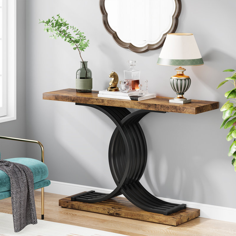 39.37'' Console Table, Rustic Brown/Black