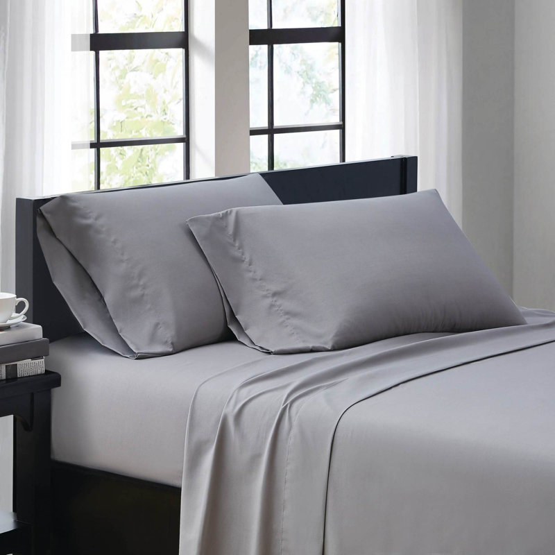 Everyday Microfiber Sheet Set, Grey, Queen Sheet Set with 2 Pillowcases