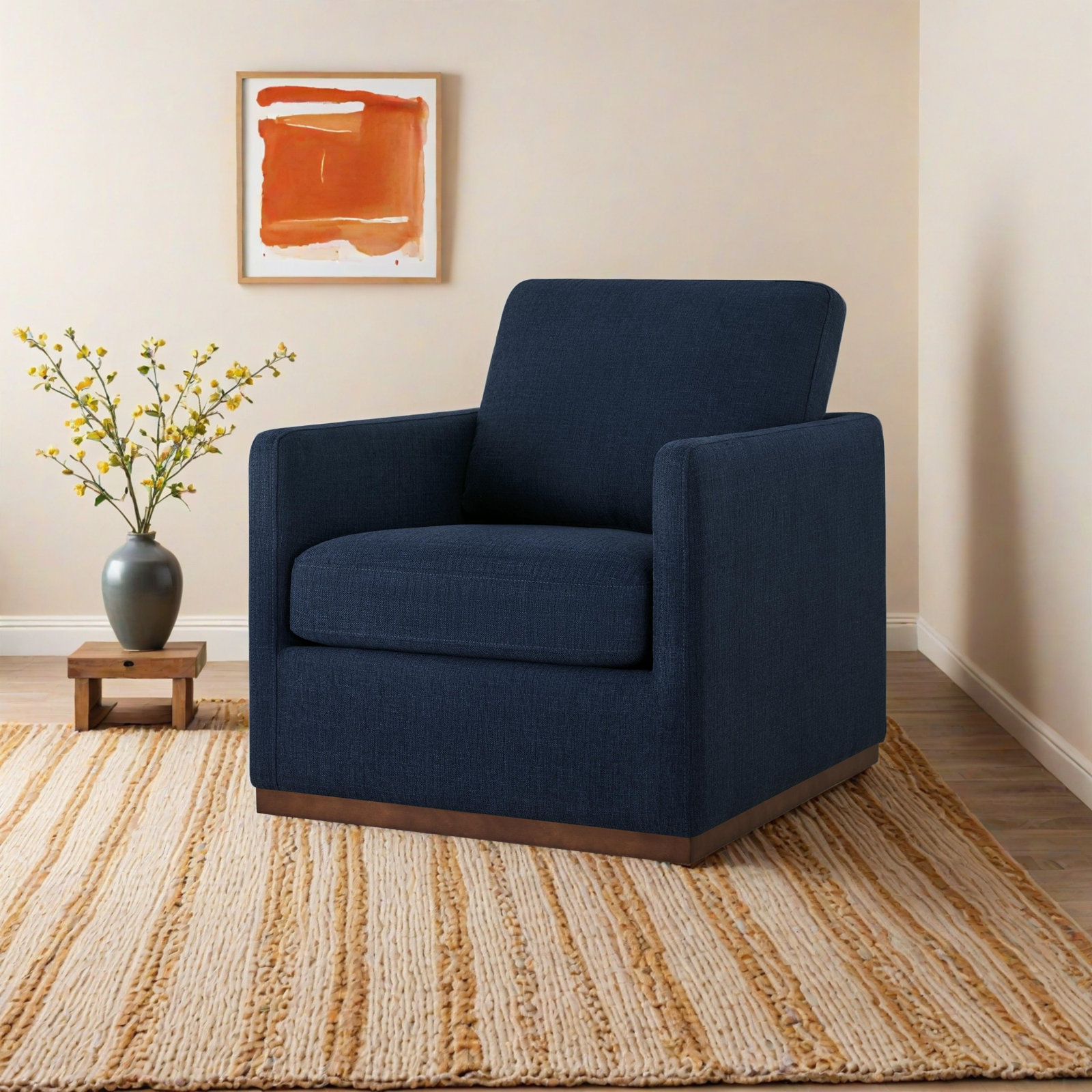 Bobbi Reversible Swivel Armchair, Flannigan Midnight Performance Weave